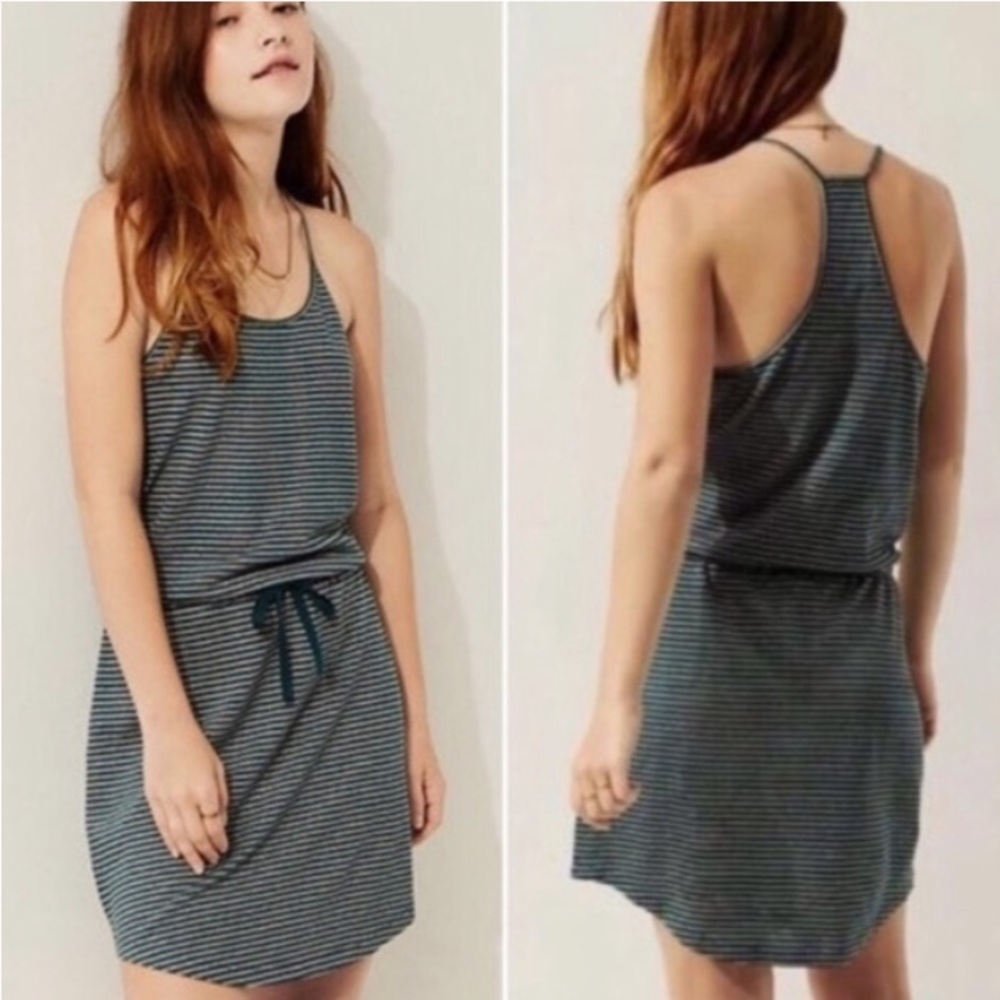 Lou & grey green striped casual dress size large!